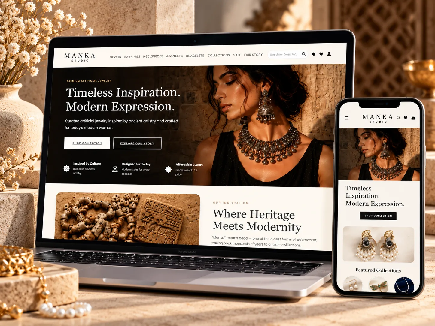 Manka Studio jewellery website design project